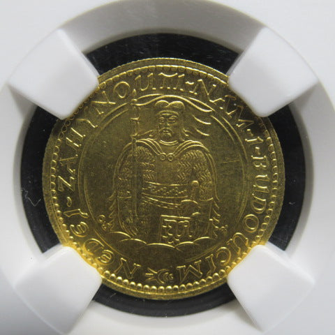 1923年 チェコスロバキア 1ダカット 金貨 MS65 NGC シリアルナンバー無し 聖ヴァーツラフ