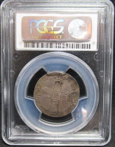 1702年 イギリス 銀貨 アン女王 1シリング ”VIGO”刻印 AU58+ PCGS 最高鑑定