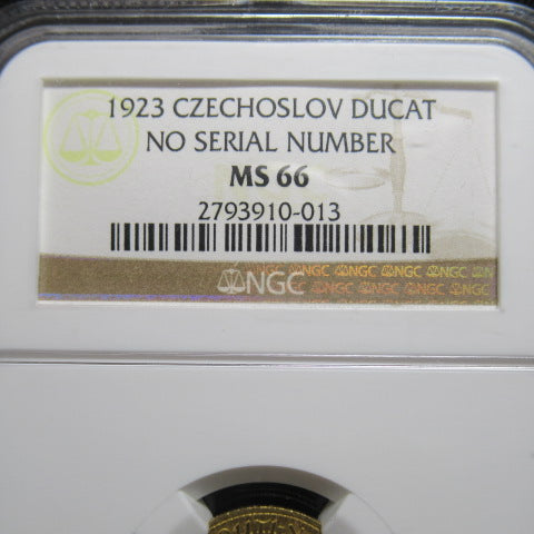 1923年 チェコスロバキア 1ダカット 金貨 MS66 NGC シリアルナンバー無し 聖ヴァーツラフ