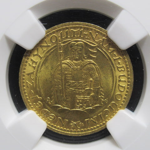 1923年 チェコスロバキア 1ダカット 金貨 MS66 NGC シリアルナンバー無し 聖ヴァーツラフ
