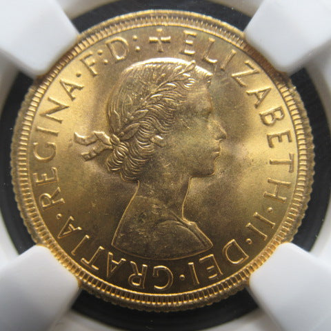 1962年 イギリス 金貨 1ソブリン エリザベス2世 MS65 NGC