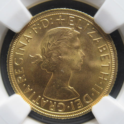 1958年 イギリス 金貨 1ソブリン エリザベス2世 MS65+ NGC
