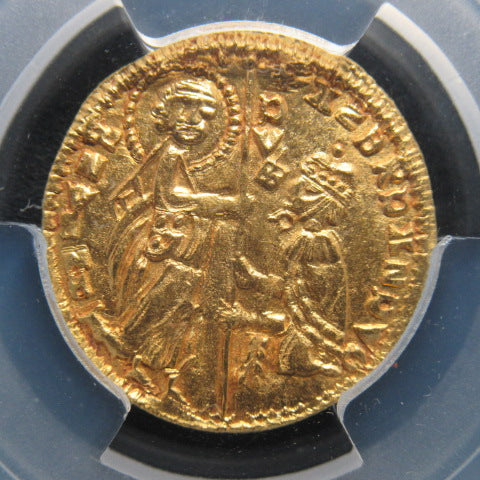 1346-64年 イタリア アカイア 1ゼッキーノ金貨 MS65 PCGS