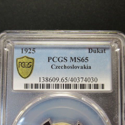 1925年 チェコスロバキア 1ダカット金貨 MS65 PCGS シリアルナンバー無し 聖ヴァーツラフ