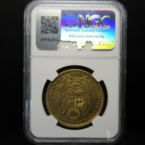 【最高鑑定AU58・世界で1枚】1862年 ペルー 8エスクード金貨|リマ造幣局発行の希少金貨