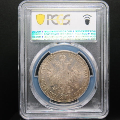 【TopPop】1874年 オーストリア 2フローリン銀貨 PCGS MS64 最高鑑定 フランツ・ヨーゼフ1世