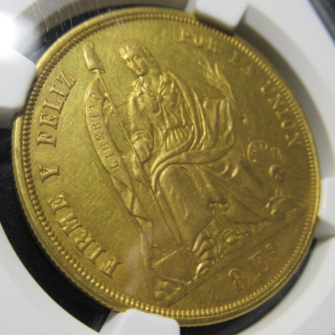 【最高鑑定AU58・世界で1枚】1862年 ペルー 8エスクード金貨|リマ造幣局発行の希少金貨