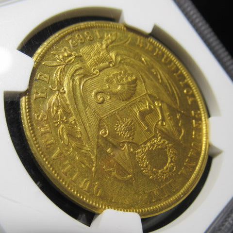 【最高鑑定AU58・世界で1枚】1862年 ペルー 8エスクード金貨|リマ造幣局発行の希少金貨
