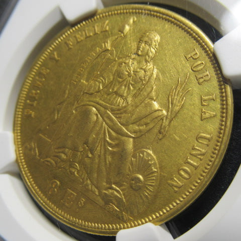 【最高鑑定AU58・世界で1枚】1862年 ペルー 8エスクード金貨|リマ造幣局発行の希少金貨