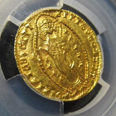 1346-64年 イタリア アカイア 1ゼッキーノ金貨 MS65 PCGS