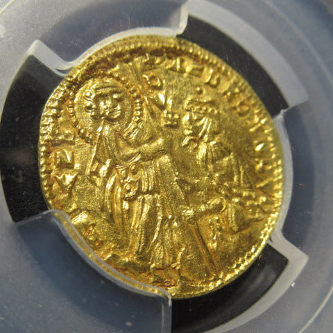 1346-64年 イタリア アカイア 1ゼッキーノ金貨 MS65 PCGS