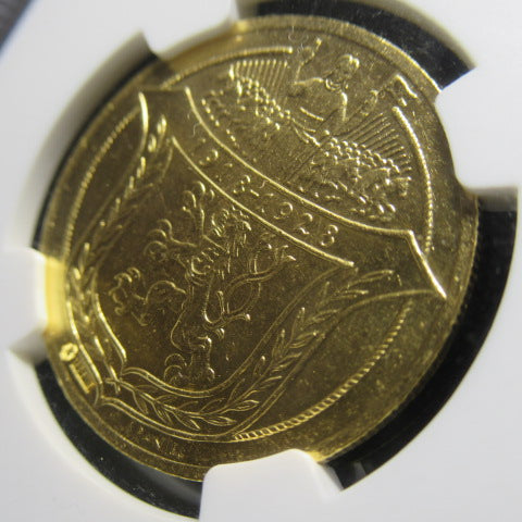 1928年 チェコスロバキア 4ダカット 金貨 MS63 NGC チェコスロバキア建国10周年