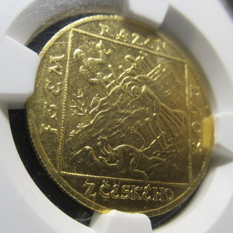 1928年 チェコスロバキア 4ダカット 金貨 MS63 NGC チェコスロバキア建国10周年