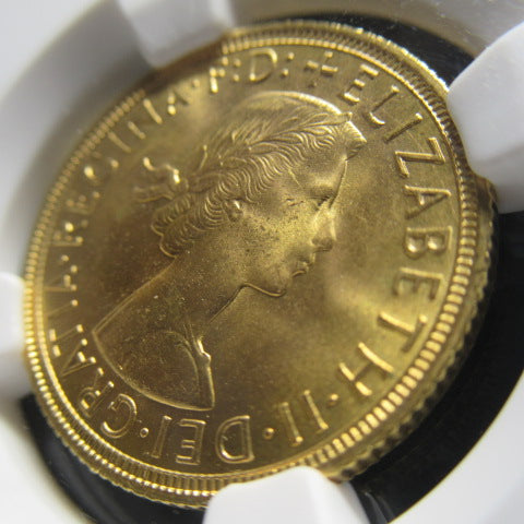 1958年 イギリス 金貨 1ソブリン エリザベス2世 MS65+ NGC