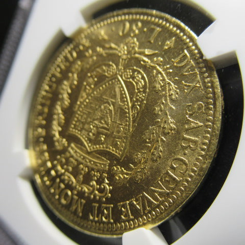 【TopPop】1826年 イタリア 80リラ 金貨 MS62 NGC サルディニア 最高鑑定