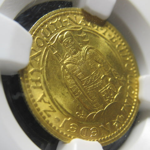 1923年 チェコスロバキア 1ダカット 金貨 MS66 NGC シリアルナンバー無し 聖ヴァーツラフ
