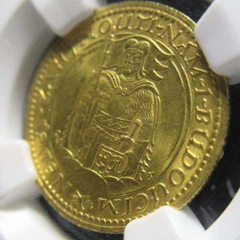 1923年 チェコスロバキア 1ダカット 金貨 MS66 NGC シリアルナンバー無し 聖ヴァーツラフ