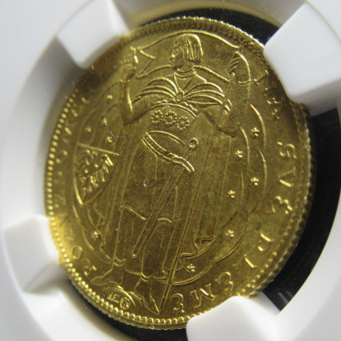 1929年 チェコスロバキア 3ダカット Christianity 金貨 MS64 NGC