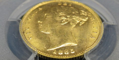 【新着コインのご紹介】1885年 イギリス 1/2ソブリン金貨 PCGS MS64 ヴィクトリア女王