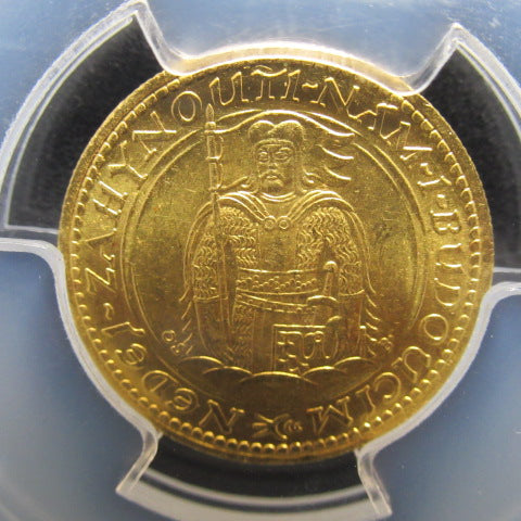 1925年 チェコスロバキア １ダカット金貨 MS65 PCGS シリアルナンバー無し 聖ヴァーツラフ