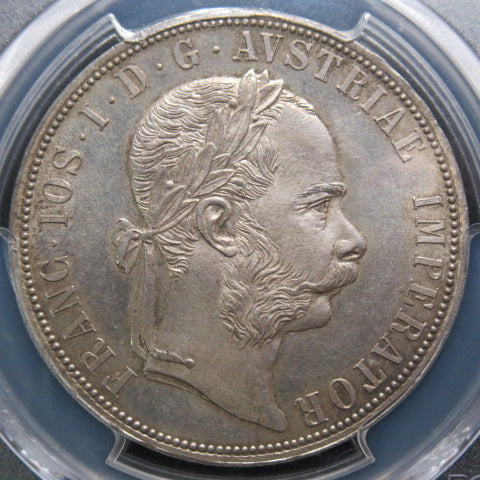 【TopPop】1874年 オーストリア 2フローリン銀貨 PCGS MS64 最高鑑定 フランツ・ヨーゼフ1世