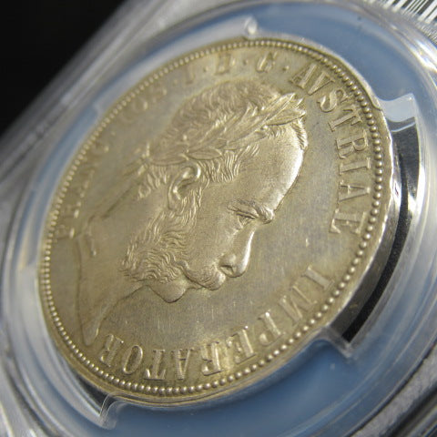 【TopPop】1874年 オーストリア 2フローリン銀貨 PCGS MS64 最高鑑定 フランツ・ヨーゼフ1世