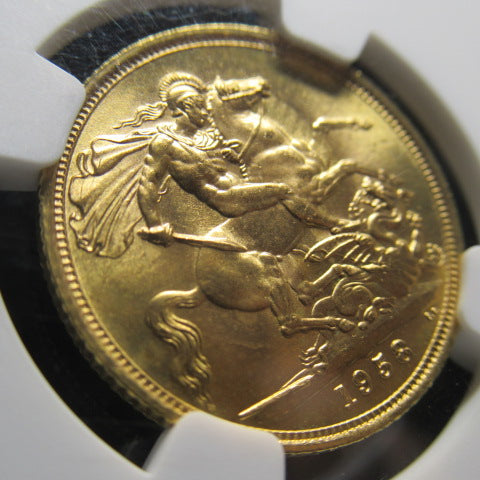 1958年 イギリス 金貨 １ソブリン エリザベス２世 MS65+ NGC