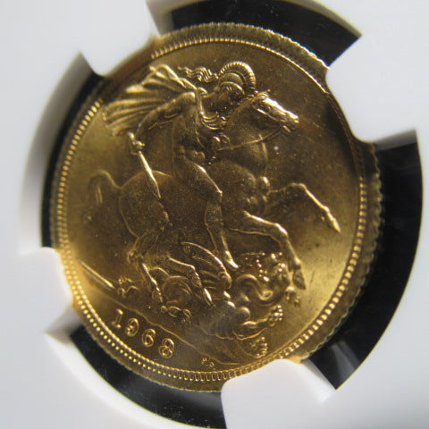 1968年 イギリス １ソブリン金貨 エリザベス2世 MS66