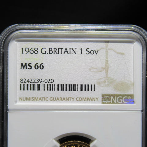 1968年 イギリス １ソブリン金貨 エリザベス2世 MS66