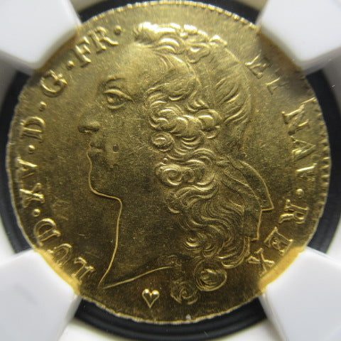 1743年 フランス 2ルイドール金貨 ストラスブール造幣局(BB) MS61