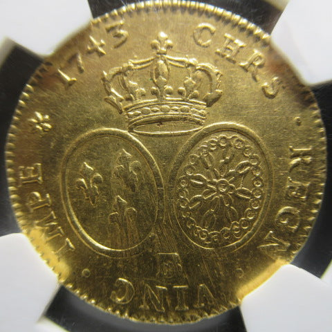 1743年 フランス 2ルイドール金貨 ストラスブール造幣局(BB) MS61