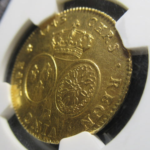 1743年 フランス 2ルイドール金貨 ストラスブール造幣局(BB) MS61