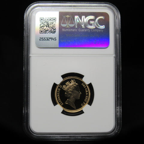 1985年 イギリス １ソブリン金貨 プルーフ70ウルトラカメオ エリザベス2世