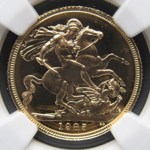 1985年 イギリス １ソブリン金貨 プルーフ70ウルトラカメオ エリザベス2世