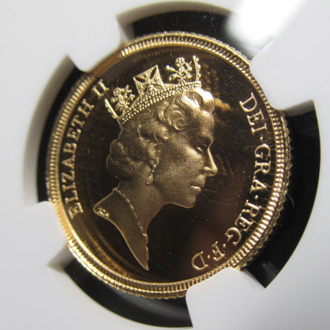 1985年 イギリス １ソブリン金貨 プルーフ70ウルトラカメオ エリザベス2世