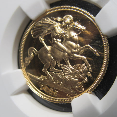 1985年 イギリス １ソブリン金貨 プルーフ70ウルトラカメオ エリザベス2世