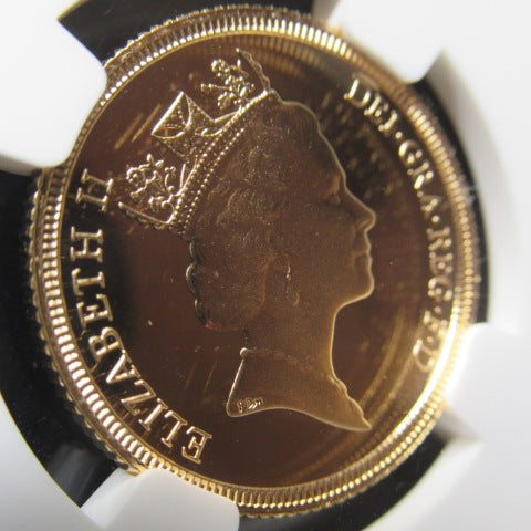 1985年 イギリス １ソブリン金貨 プルーフ70ウルトラカメオ エリザベス2世