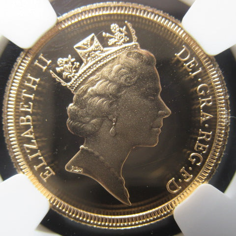 1985年 イギリス １ソブリン金貨 プルーフ70ウルトラカメオ エリザベス2世