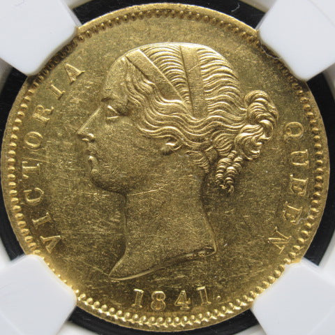 1841年 イギリス領インド モハール金貨 NGC AU58 ヴィクトリア女王