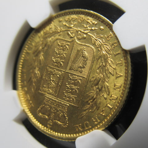 1851年 イギリス ヴィクトリア 1ソブリン金貨 NGC MS64 シールドタイプ
