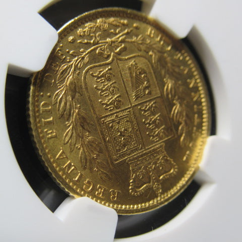 1851年 イギリス ヴィクトリア 1ソブリン金貨 NGC MS64 シールドタイプ