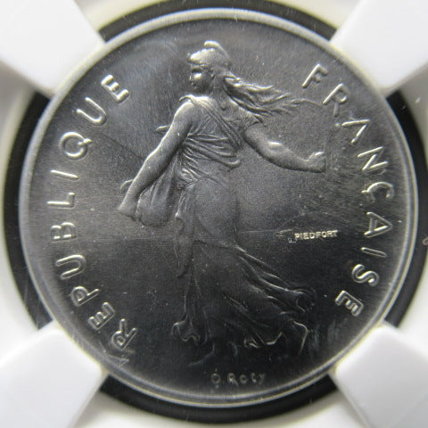 1987年 フランス 5フラン銀貨 ピエフォー NGC MS68 最高鑑定