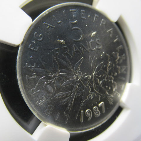 1987年 フランス 5フラン銀貨 ピエフォー NGC MS68 最高鑑定