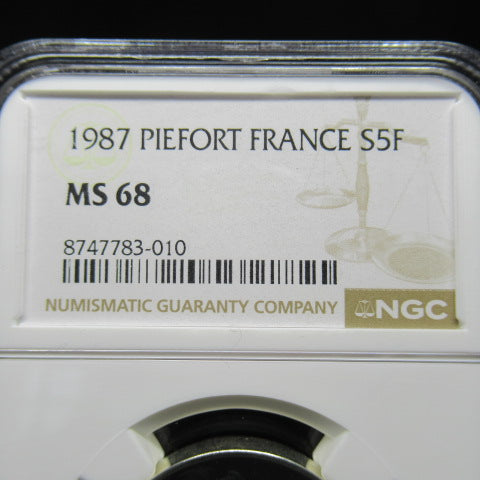 1987年 フランス 5フラン銀貨 ピエフォー NGC MS68 最高鑑定