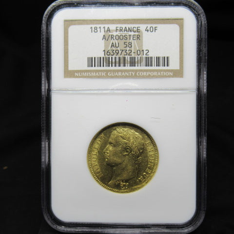 1811年 フランス 40フラン金貨 ナポレオン1世 NGC AU58 パリミント 最高鑑定