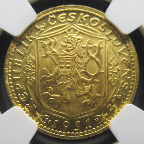 1931年 チェコスロバキア １ダカット金貨 MS66 NGC