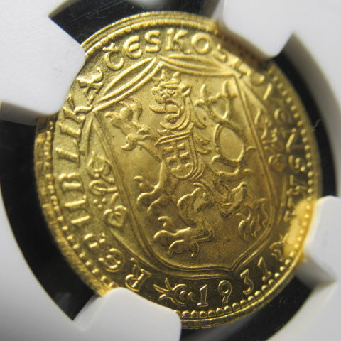 1931年 チェコスロバキア １ダカット金貨 MS66 NGC